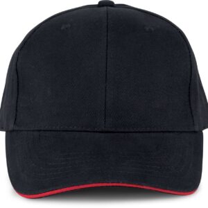 kp011-black_red-a1-2 US-Mütze Orlando, schwarz/rot, 6 Felder, BH